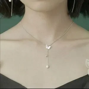 [TATIANA]人気◆(Silver925)AngelRibbon Pearl Necklace◆追跡可 TATIANA】(Silver925) Angel Ribbon Pearl Necklace 韓国発
